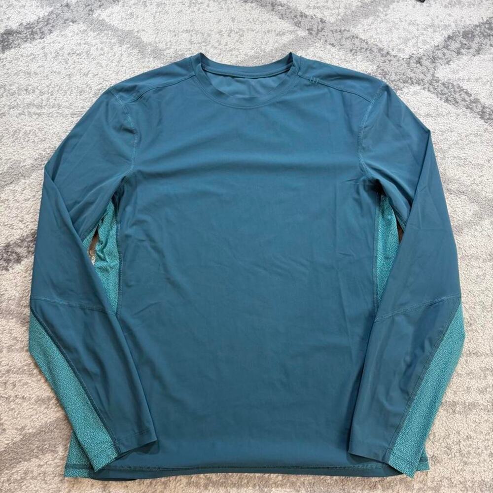 Lululemon Shirt Men Medium Blue Long Sleeve UPF Stretch yoga